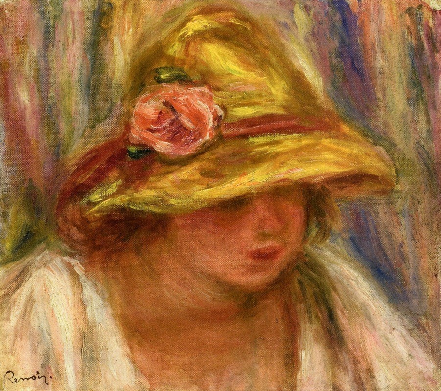 Study of a Woman in a Yellow Hat by Pierre-Auguste Renoir