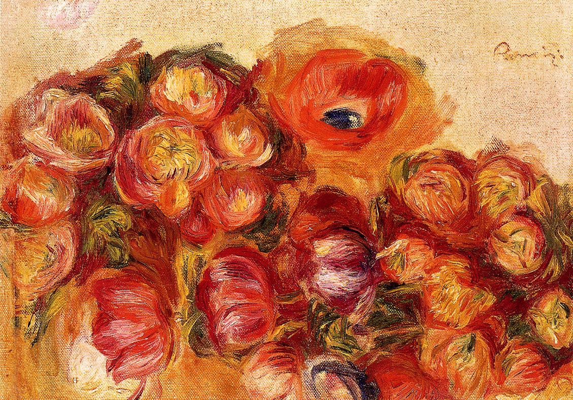 Study of Flowers Anemones and Tulips by Pierre-Auguste Renoir