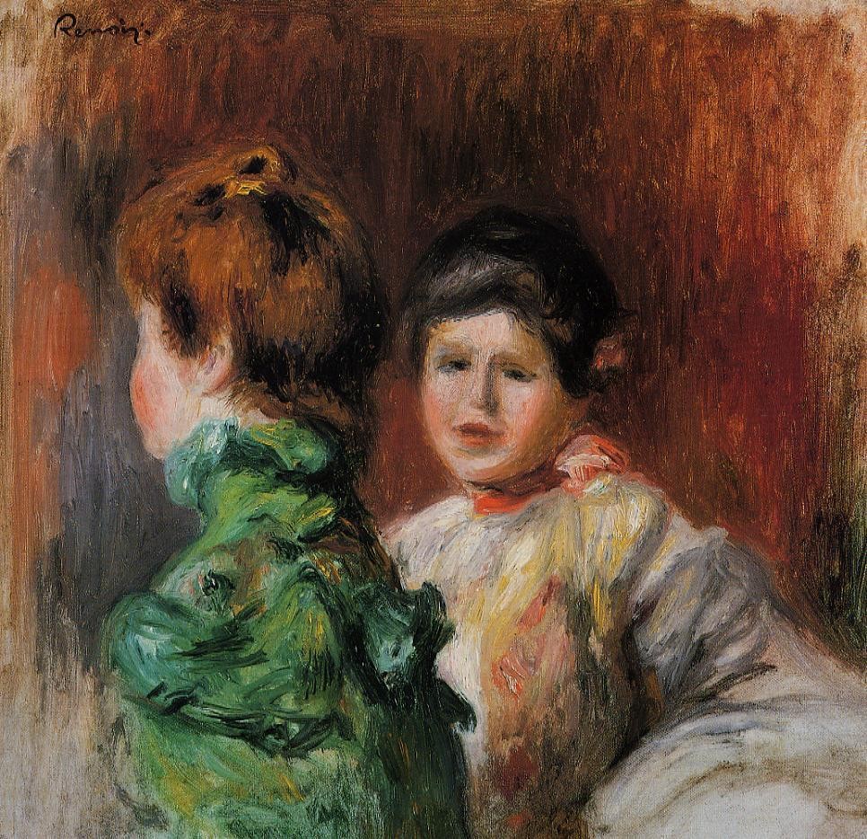 Study Two Women s Heads by Pierre-Auguste Renoir