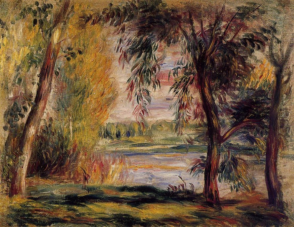 Trees by the Water by Pierre-Auguste Renoir