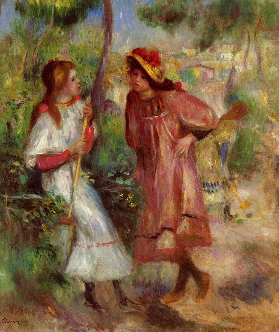 Two Girls in the Garden at Montmartre by Pierre-Auguste Renoir