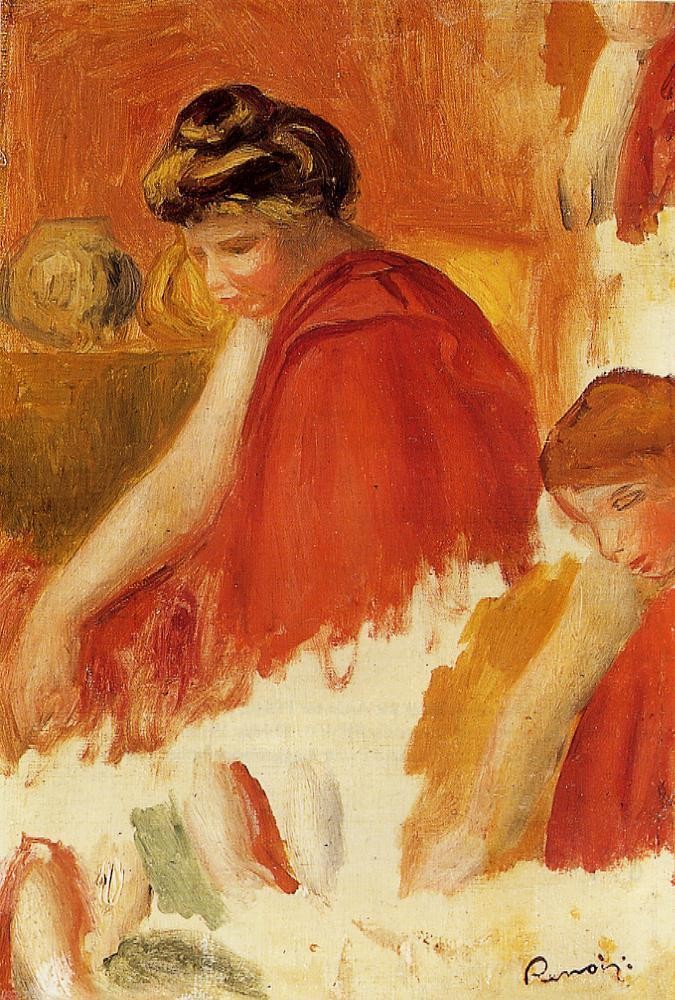 Two Women in Red Robes by Pierre-Auguste Renoir
