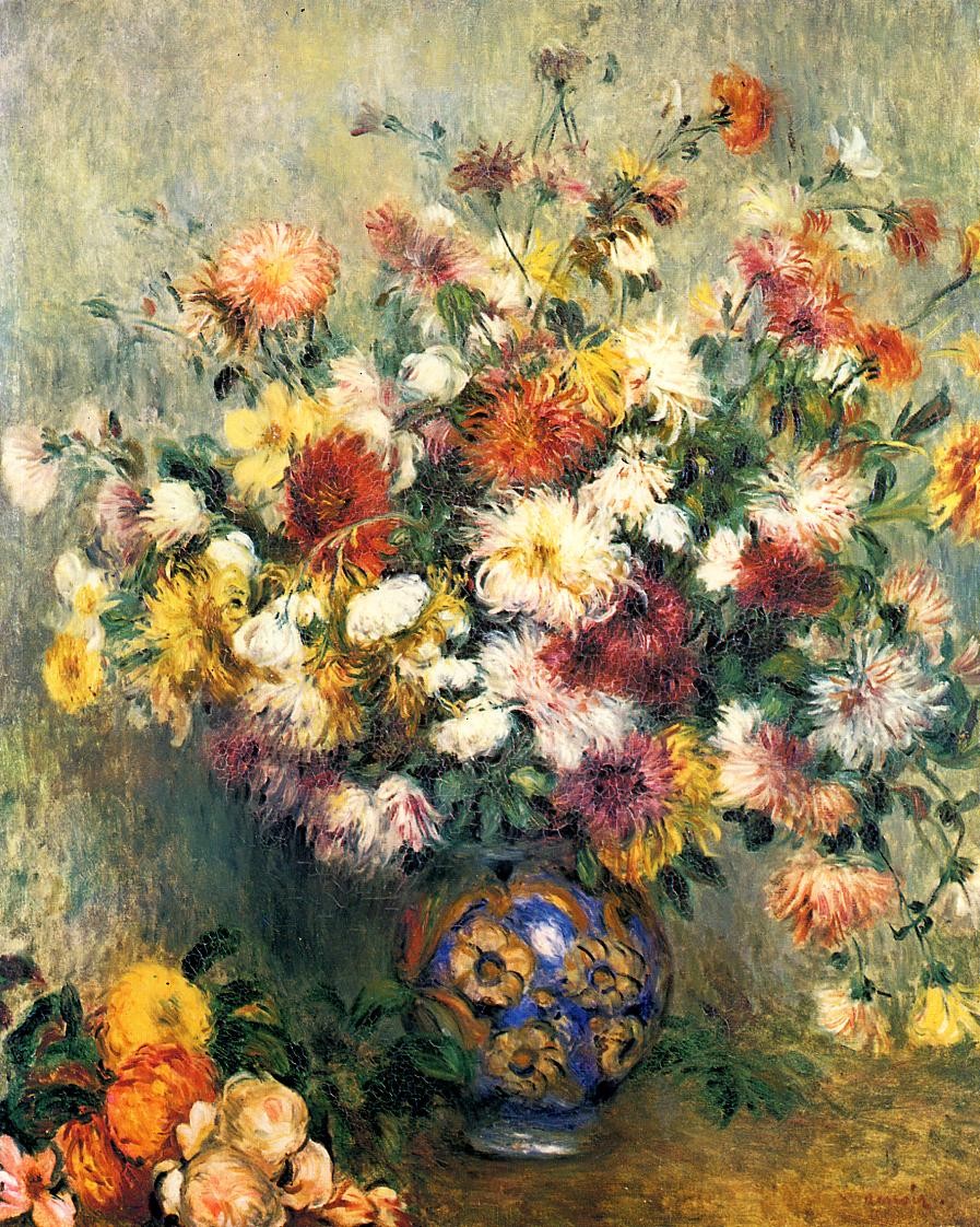 Vase of Chrysanthemums by Pierre-Auguste Renoir