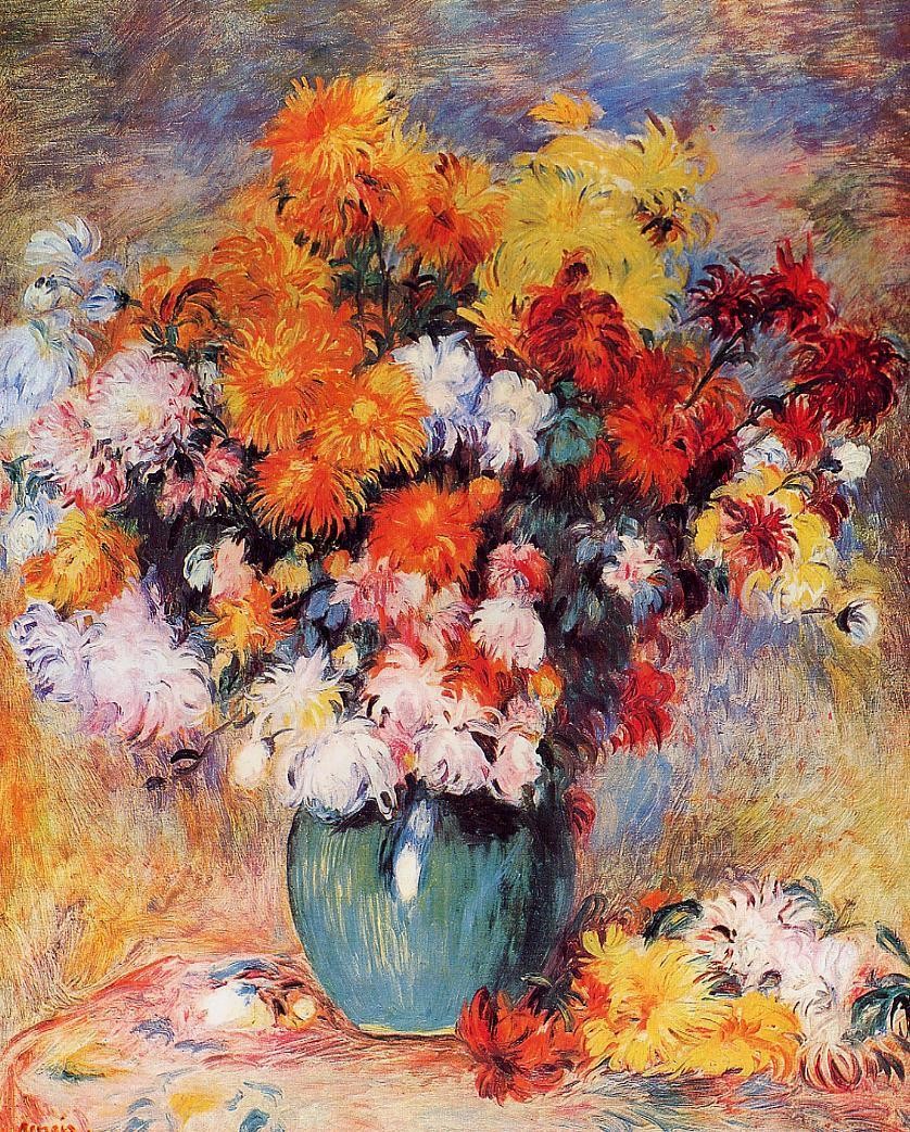 Vase of Chrysanthemums by Pierre-Auguste Renoir