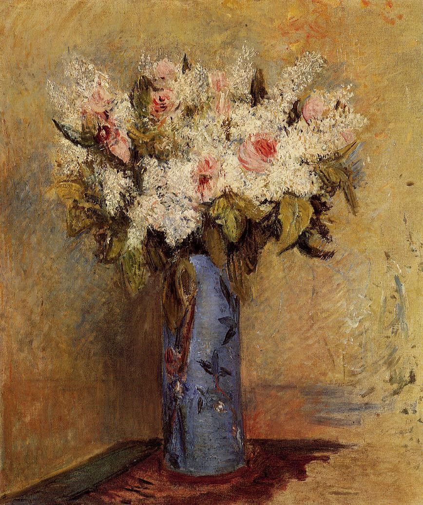 Vase of Lilacs and Roses by Pierre-Auguste Renoir