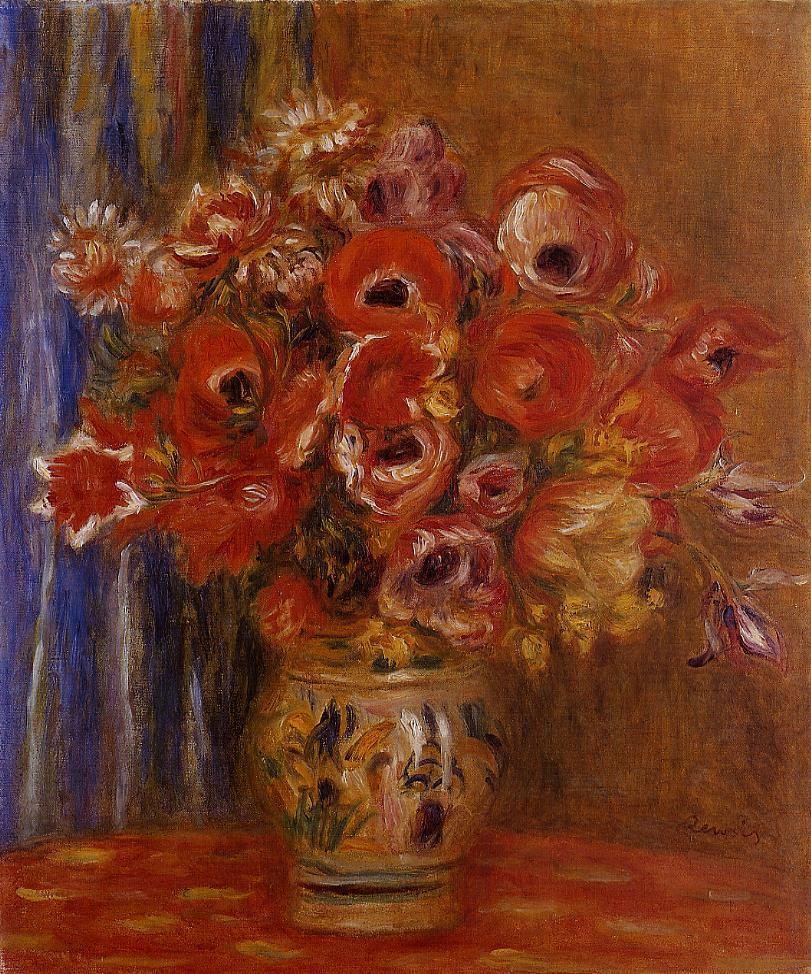 Vase of Tulips and Anemones by Pierre-Auguste Renoir