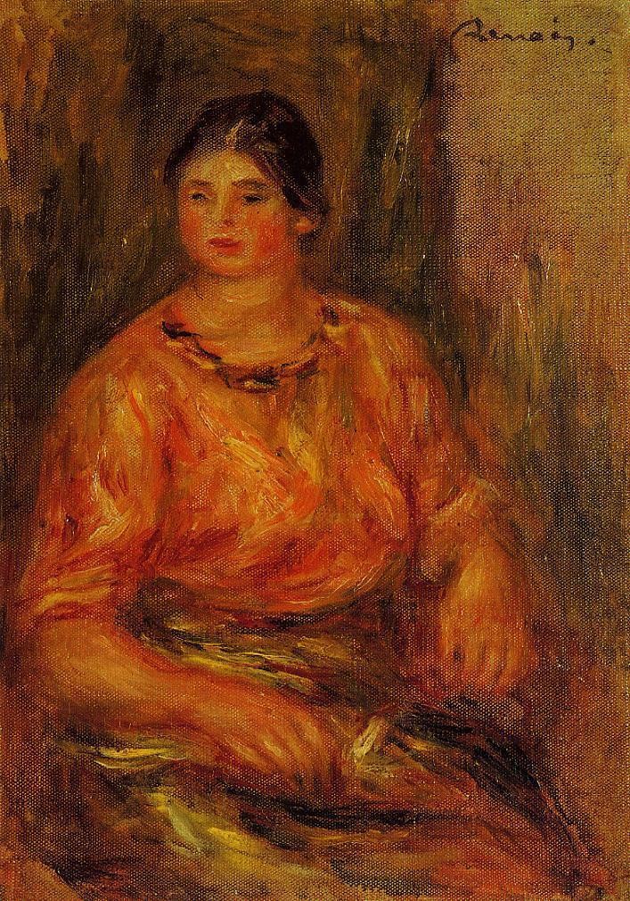 Woman in a Red Blouse by Pierre-Auguste Renoir