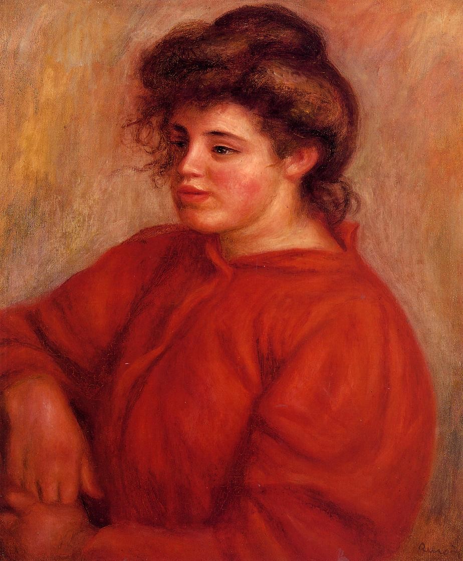 Woman in a Red Blouse by Pierre-Auguste Renoir