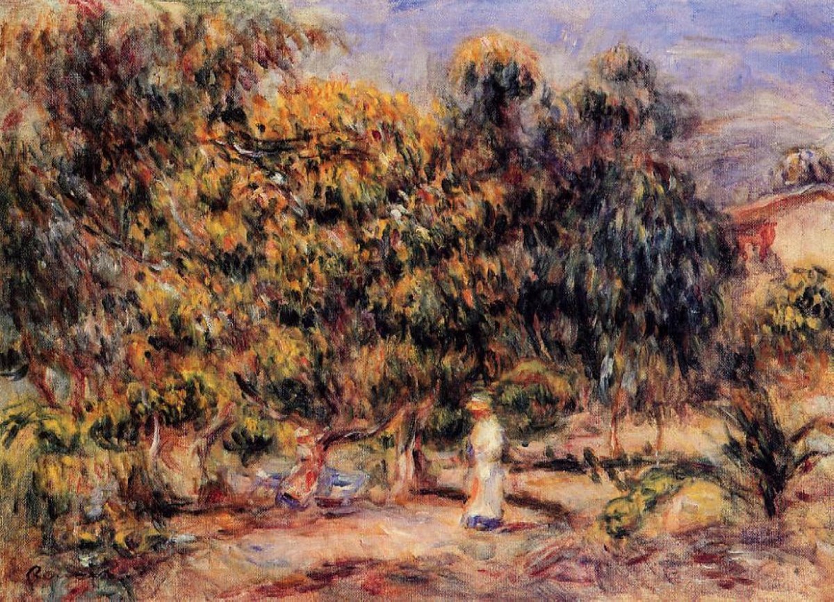 Woman in White in the Garden at Colettes by Pierre-Auguste Renoir