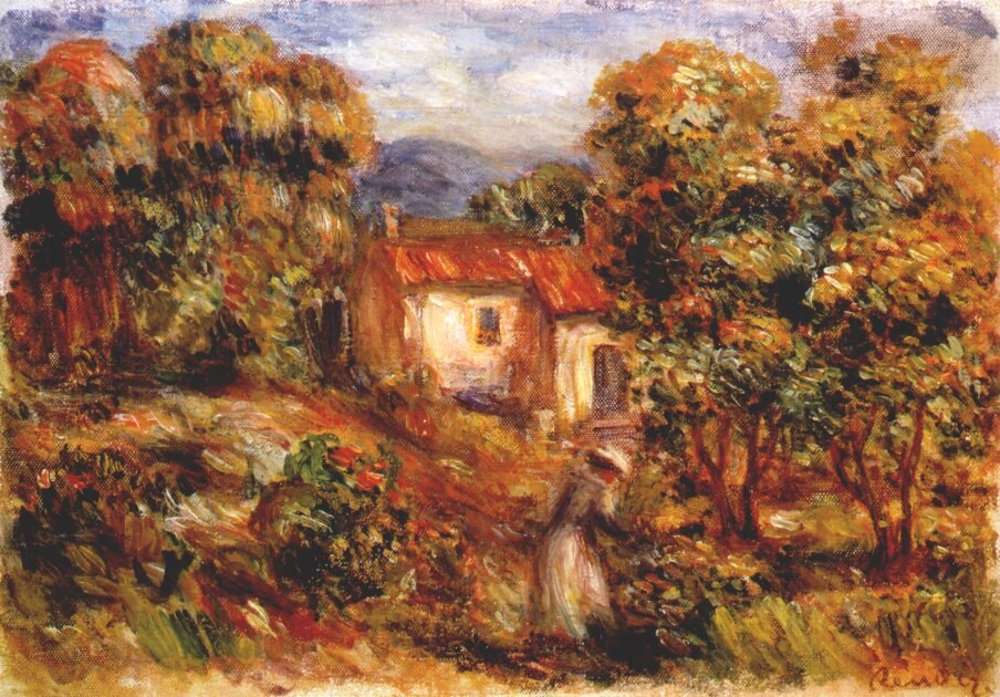 Woman picking flowers by Pierre-Auguste Renoir