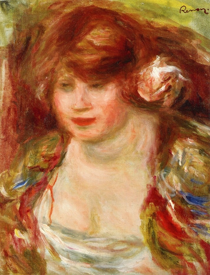 Woman Wearing a Rose Andree by Pierre-Auguste Renoir