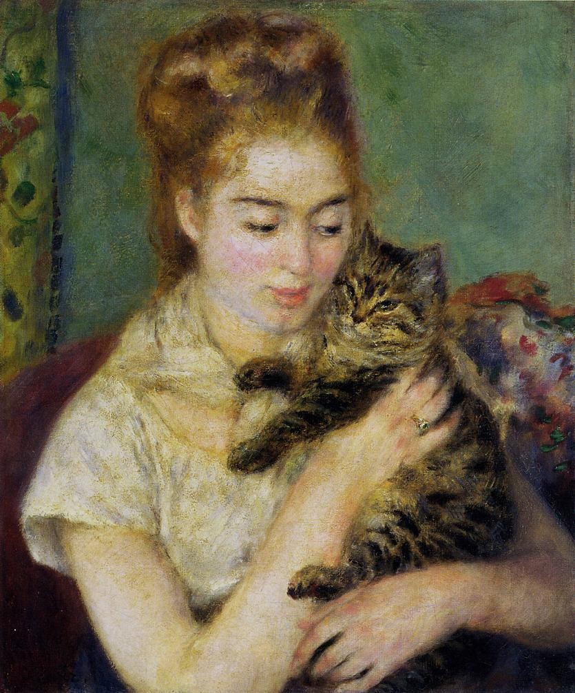 Woman with a Cat by Pierre-Auguste Renoir
