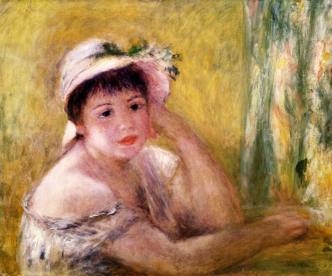 Woman with a Straw Hat by Pierre-Auguste Renoir