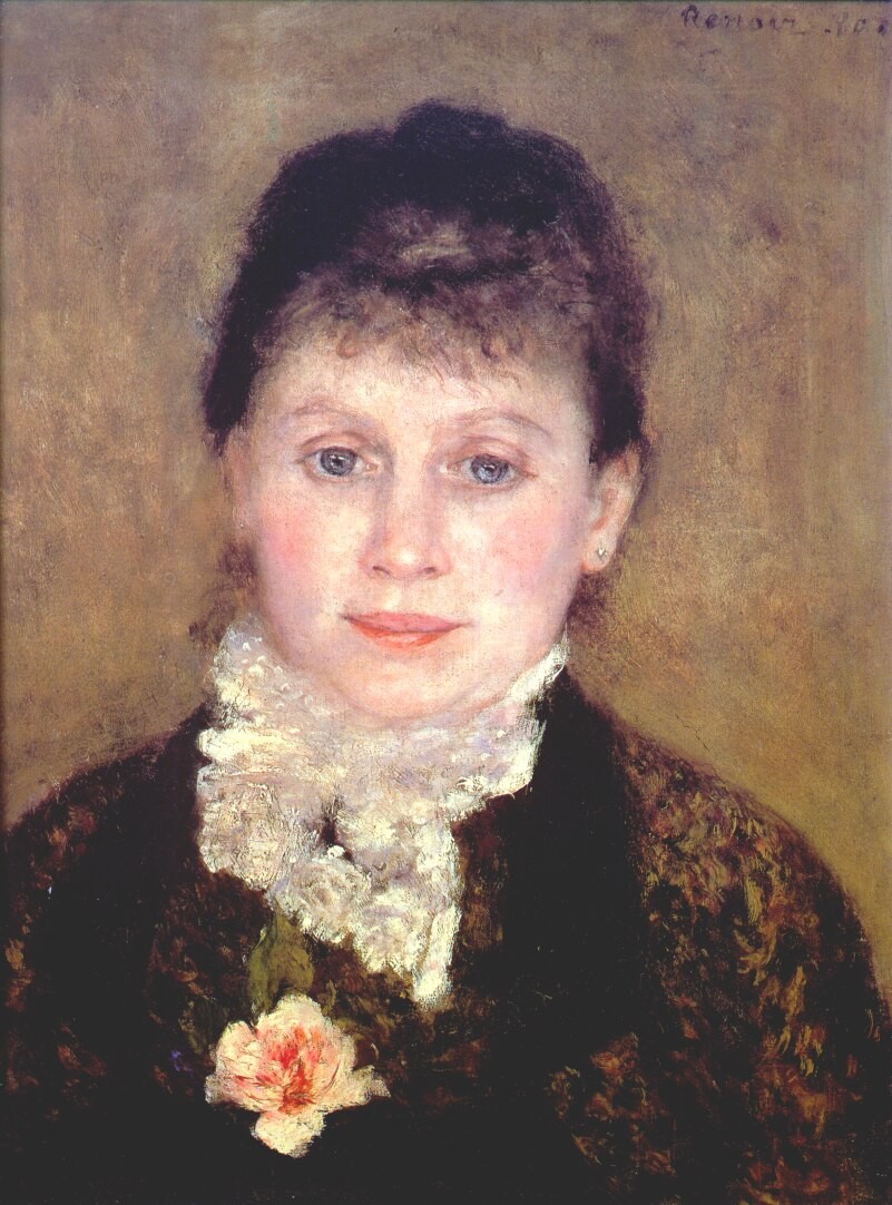 Woman with a white jabot by Pierre-Auguste Renoir