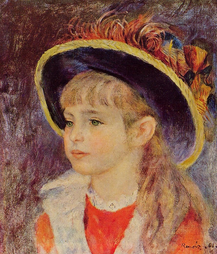 Young Girl in a Blue Hat by Pierre-Auguste Renoir