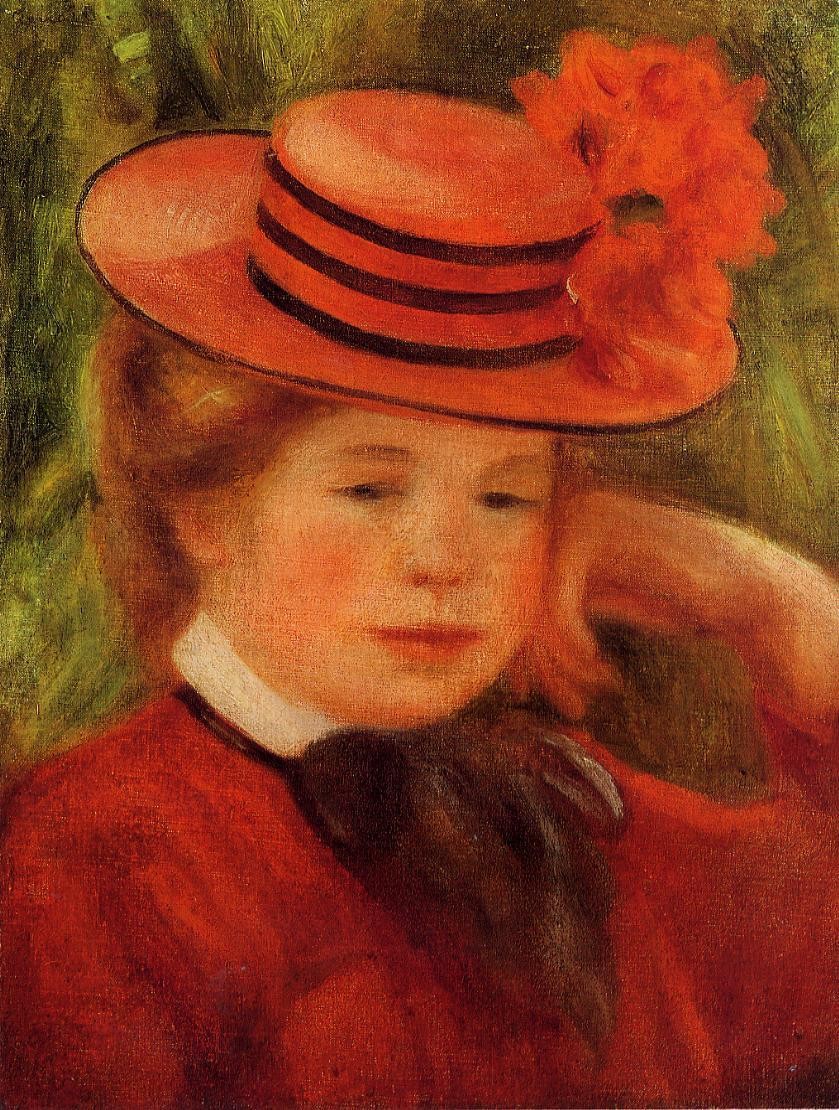 Young Girl in a Red Hat by Pierre-Auguste Renoir
