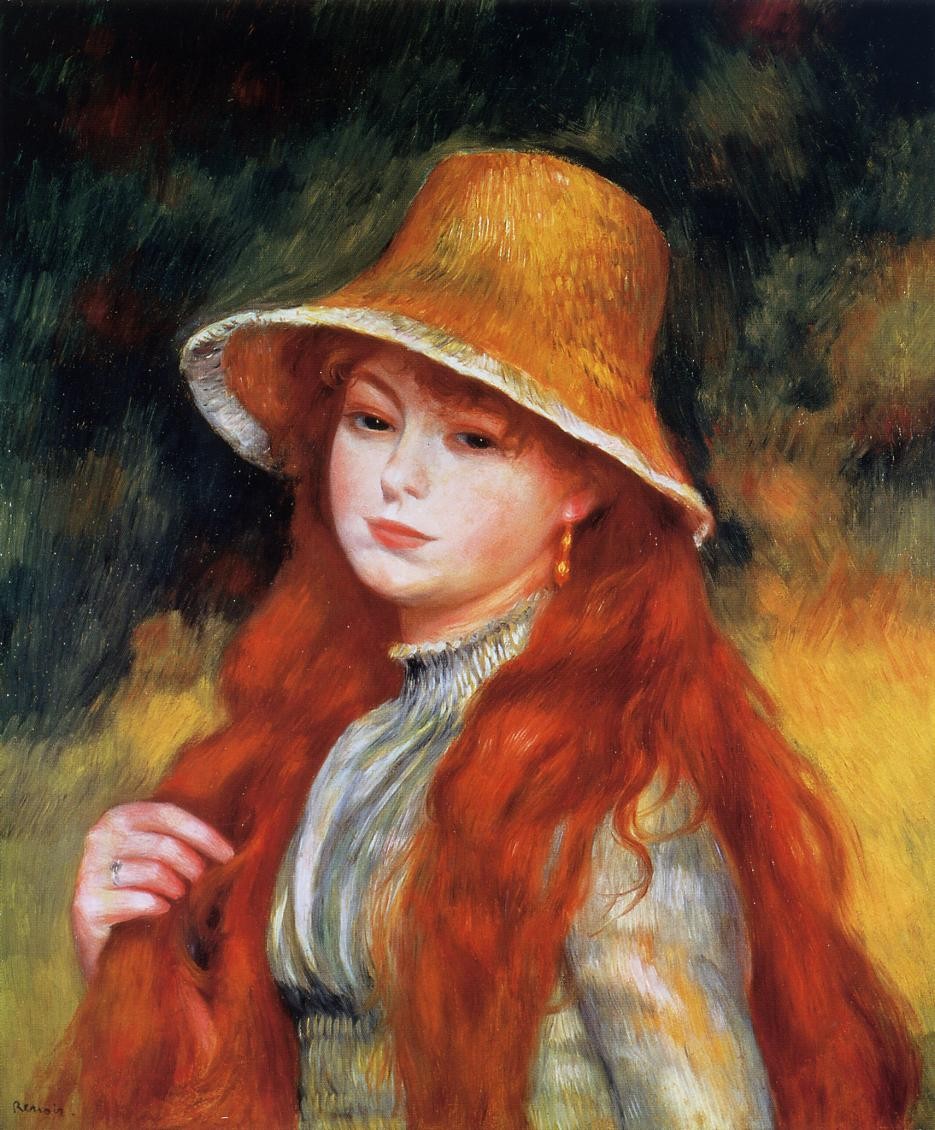 Young Girl in a Straw Hat by Pierre-Auguste Renoir