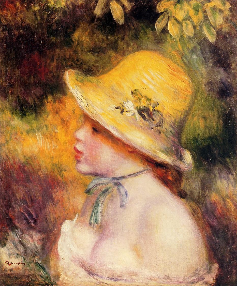 Young Girl in a Straw Hat by Pierre-Auguste Renoir