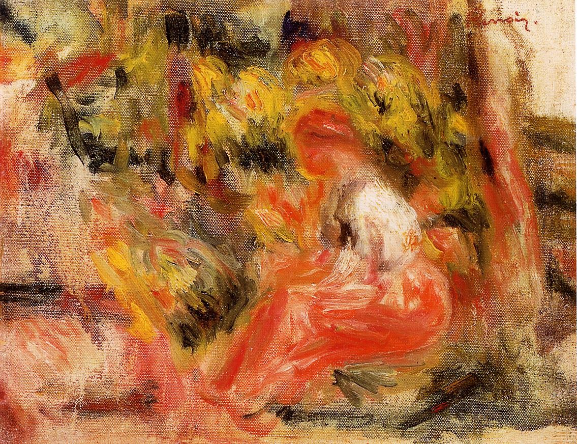 Young Girl Seated in a Garden by Pierre-Auguste Renoir