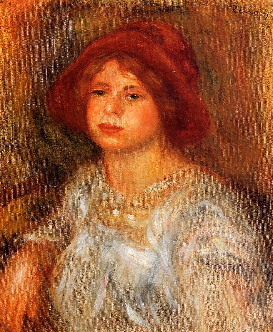 Young Girl Wearing a Red Hat by Pierre-Auguste Renoir