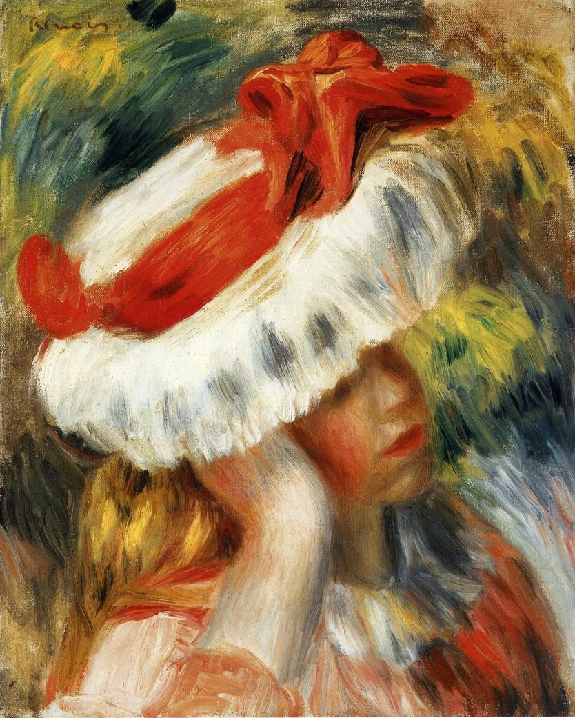 Young Girl with a Hat by Pierre-Auguste Renoir