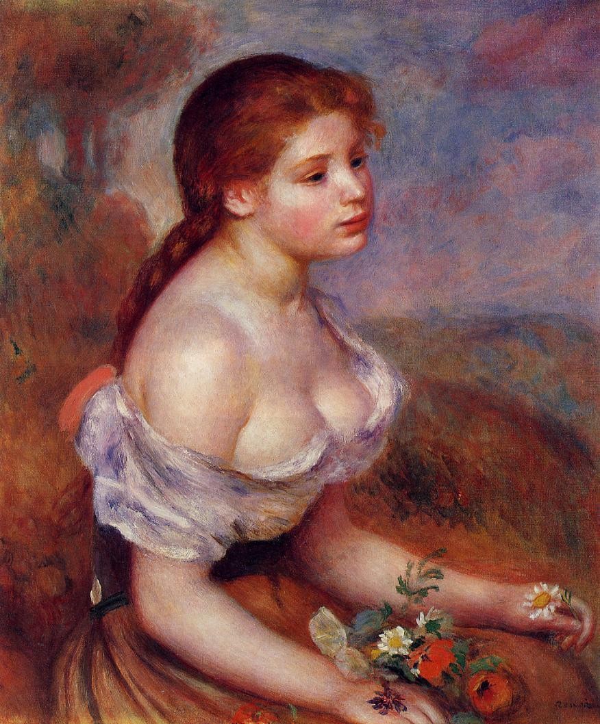 Young Girl with Daisies by Pierre-Auguste Renoir