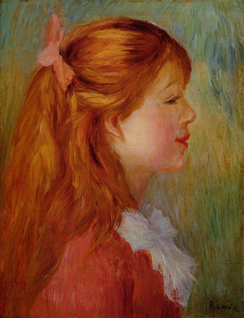 Young Girl with Long Hair in Profile by Pierre-Auguste Renoir