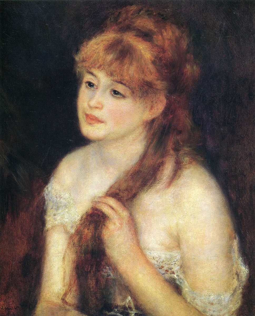 Young Woman Braiding Her Hair by Pierre-Auguste Renoir