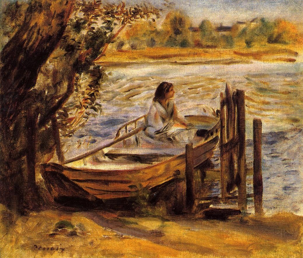 Young Woman in a Boat (Lise Trehot) by Pierre-Auguste Renoir