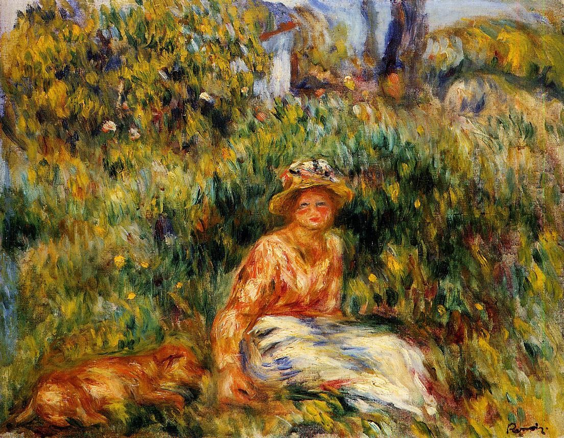 Young Woman in a Garden by Pierre-Auguste Renoir