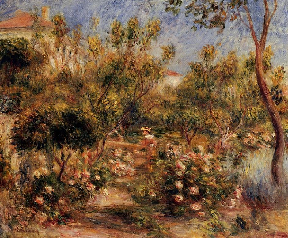 Young Woman in a Garden Cagnes by Pierre-Auguste Renoir