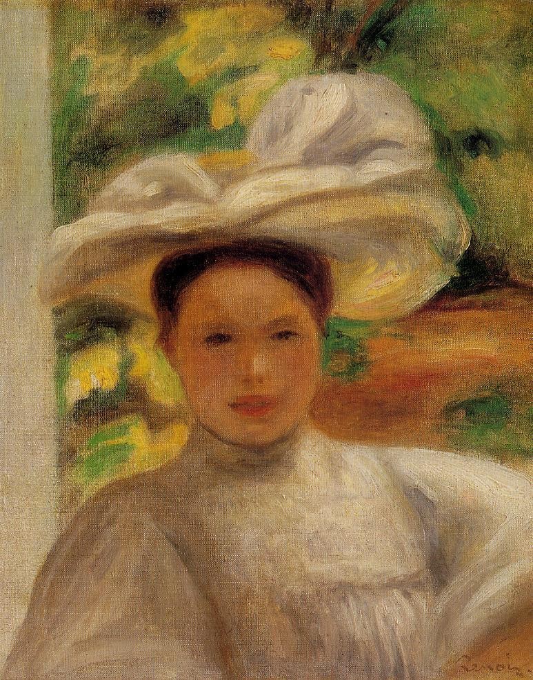 Young Woman in a Hat by Pierre-Auguste Renoir