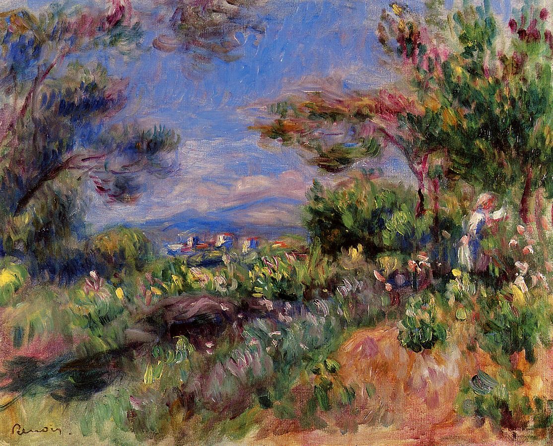 Young Woman in a Landscape, Cagnes by Pierre-Auguste Renoir