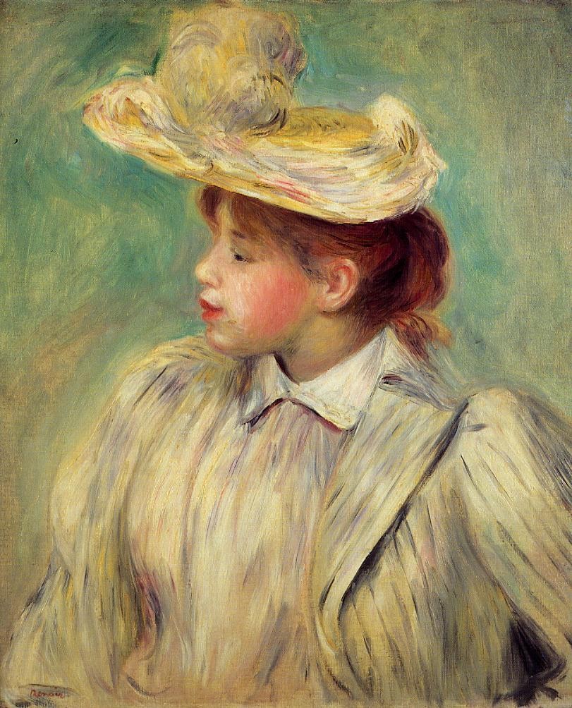 Young Woman in a Straw Hat by Pierre-Auguste Renoir