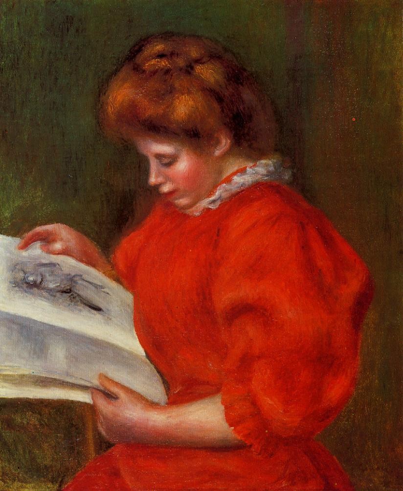 Young Woman Looking at a Print by Pierre-Auguste Renoir