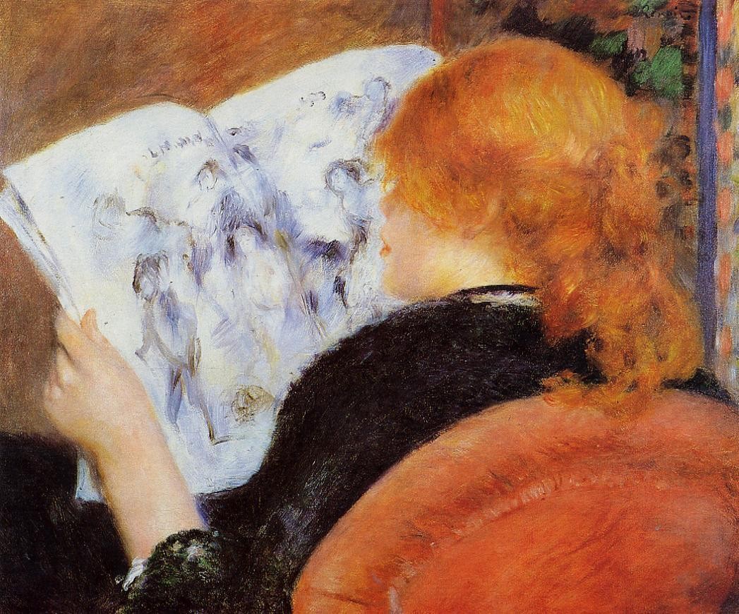 Young Woman Reading an Illustrated Journal by Pierre-Auguste Renoir