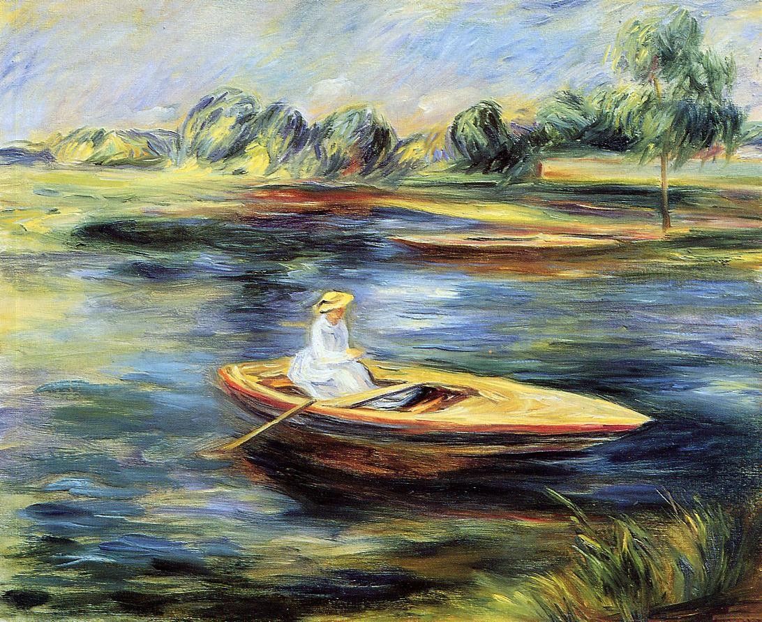 Young Woman Seated in a Rowboat by Pierre-Auguste Renoir