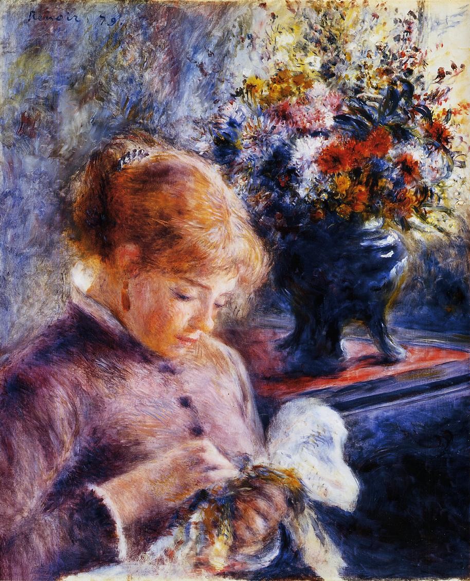 Young Woman Sewing by Pierre-Auguste Renoir
