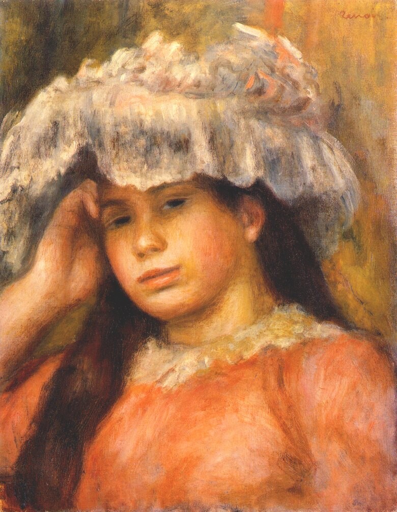Young Woman Wearing a Hat by Pierre-Auguste Renoir