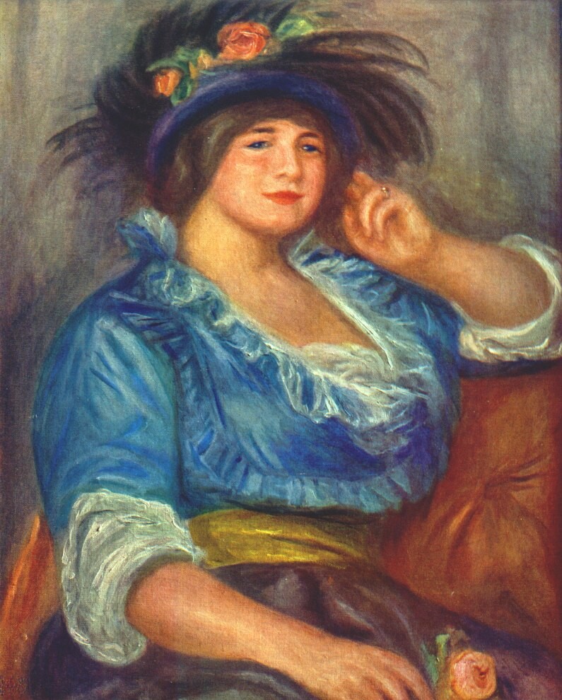 Young woman with a rose in her hat by Pierre-Auguste Renoir