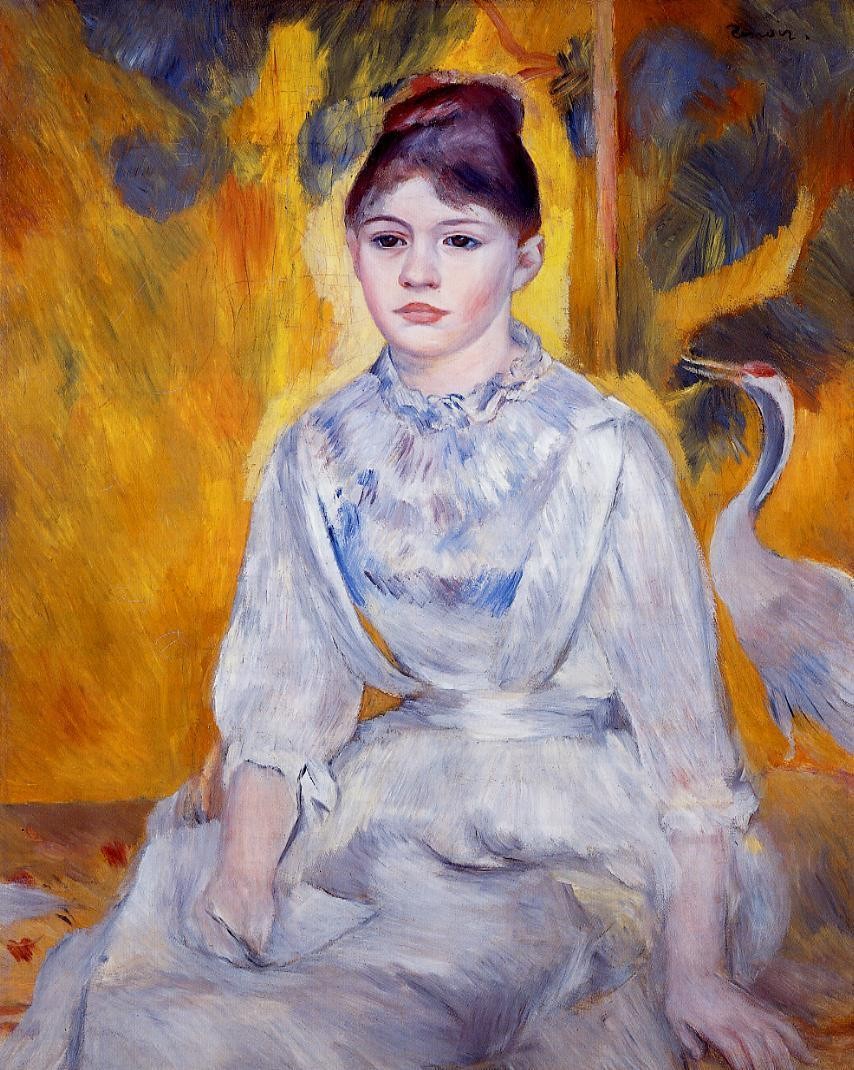 Young Woman with Crane by Pierre-Auguste Renoir