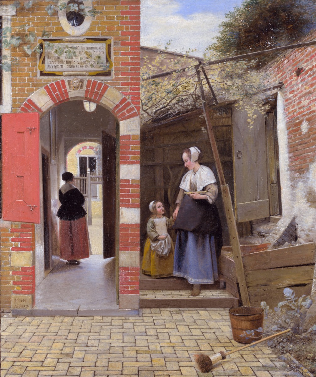 Courtyard of a house in Delft by Pieter de Hooch
