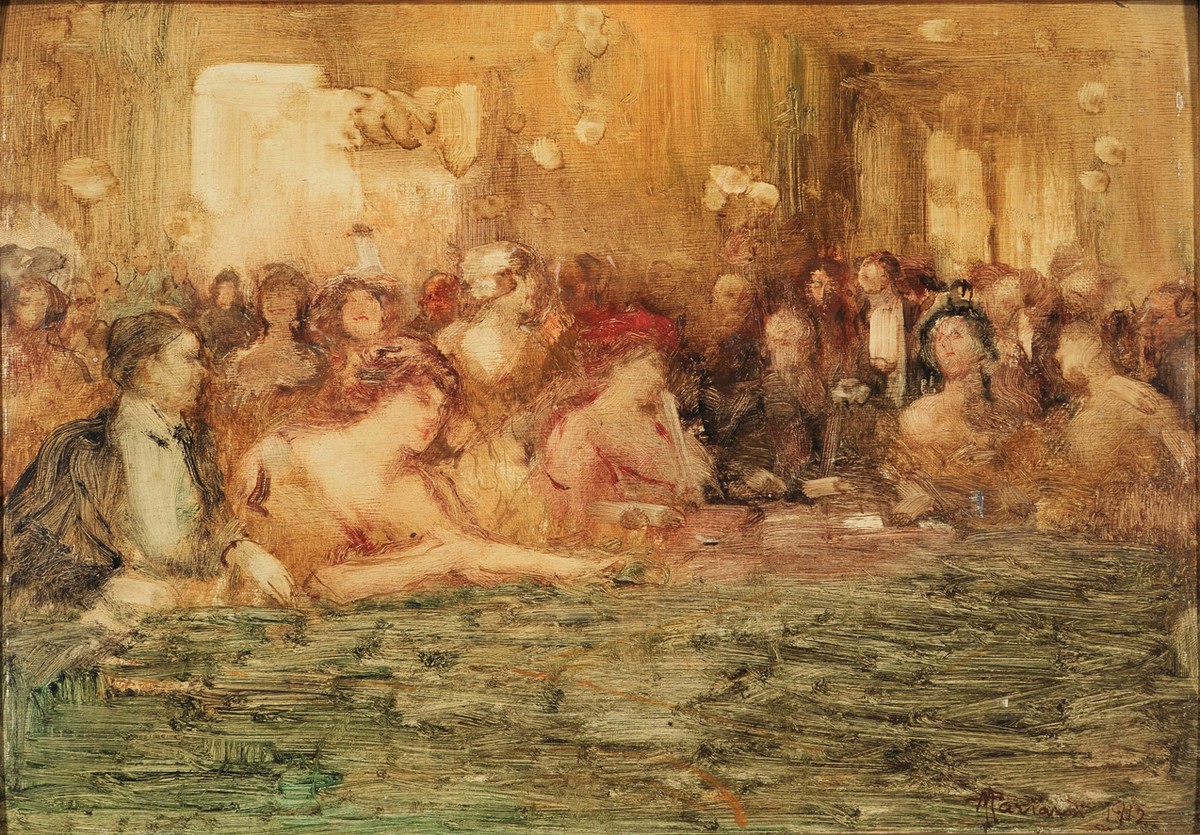 At the green table by Pompeo Mariani