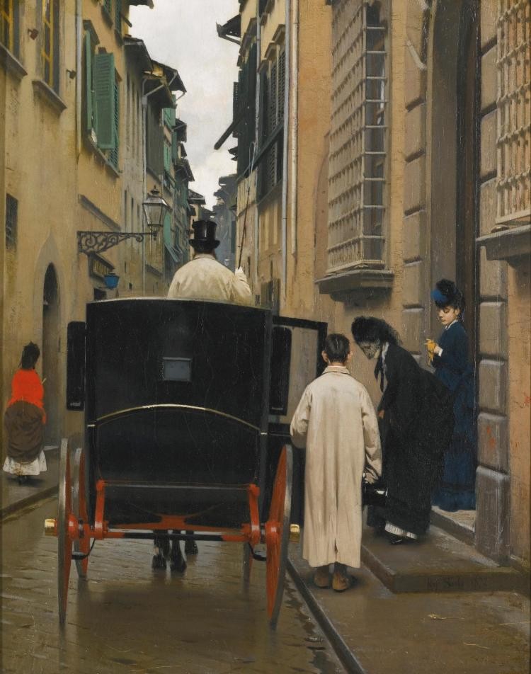 Boarding the Carriage, Rome by Raffaello Sorbi