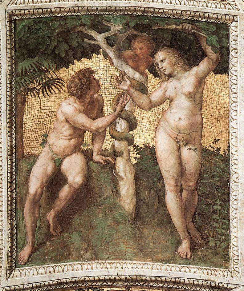 Adam and Eve, from the 'Stanza della Segnatura' by Raphael