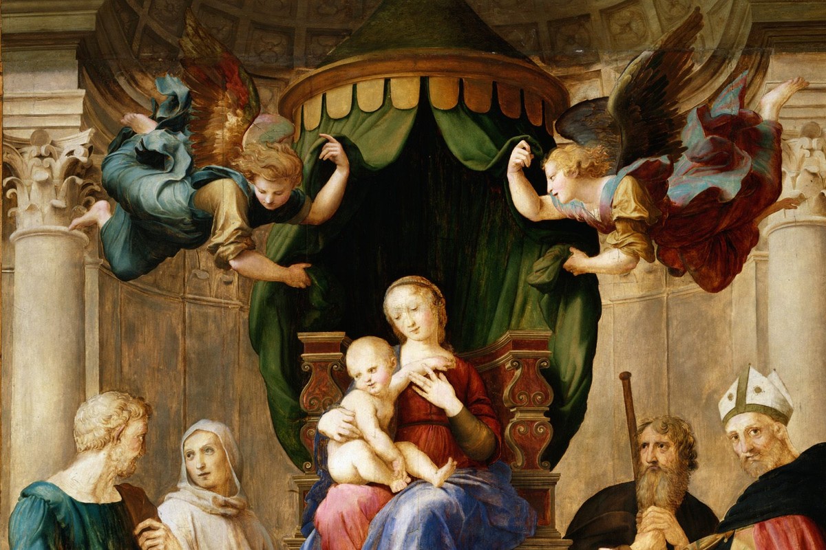 Madonna with the Baldachino (detail) by Raphael