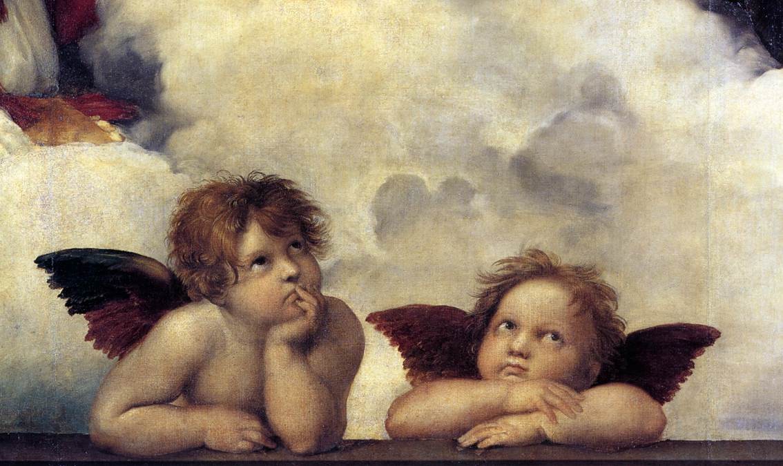 Putti, detail from The Sistine Madonna by Raphael