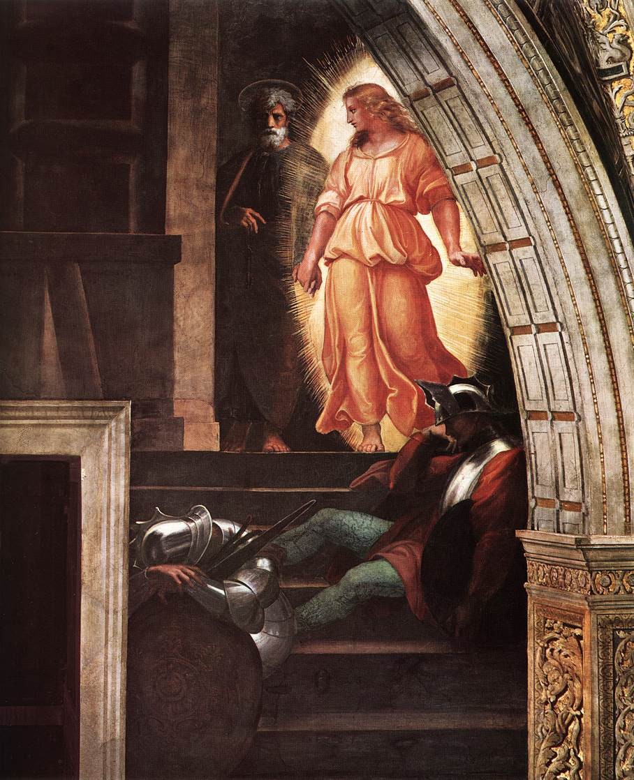 St Peter Escapes with the Angel, from 'The Liberation of Saint Peter' in the Stanza d'Eliodoro by Raphael