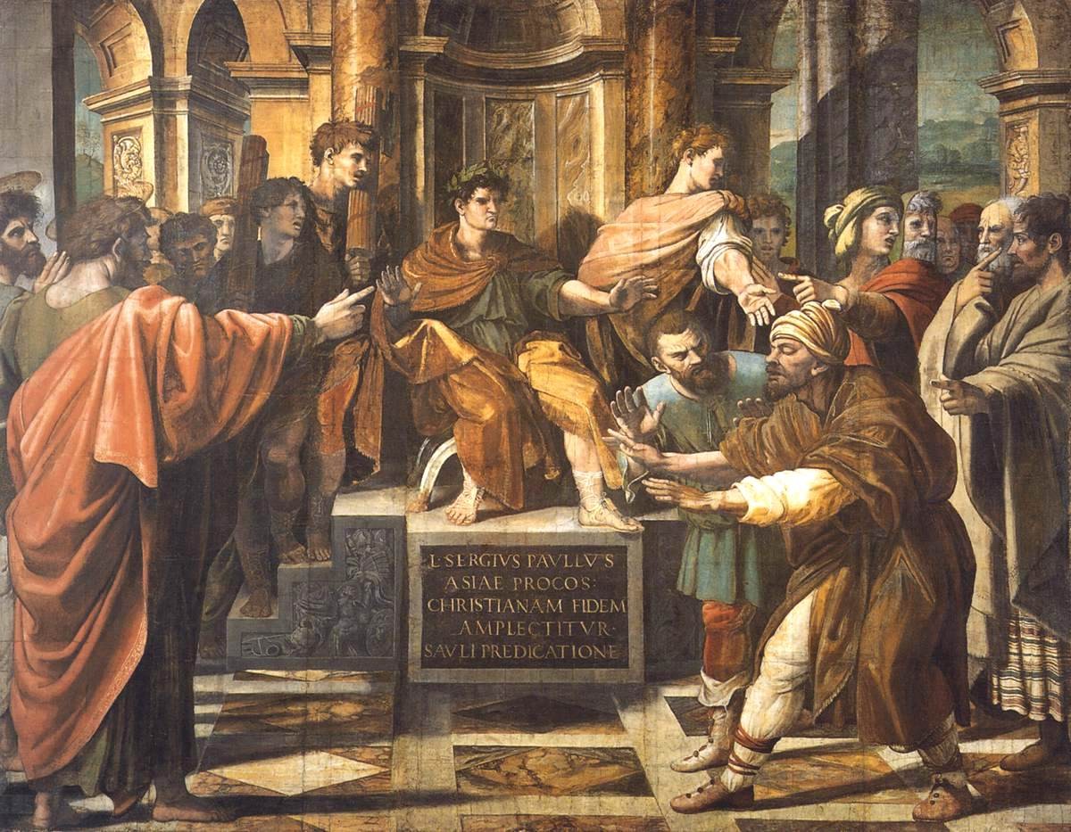 The Blinding of Elymas (cartoon for the Sistine Chapel) by Raphael