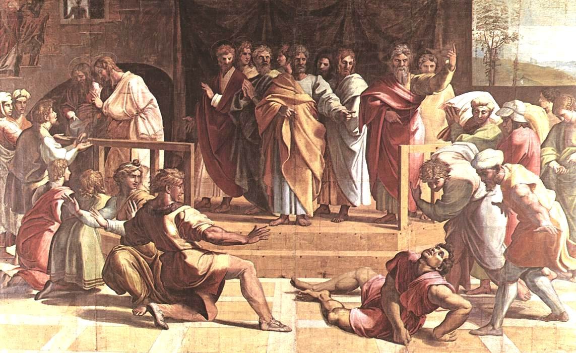 The Death of Ananias (cartoon for the Sistine Chapel) by Raphael